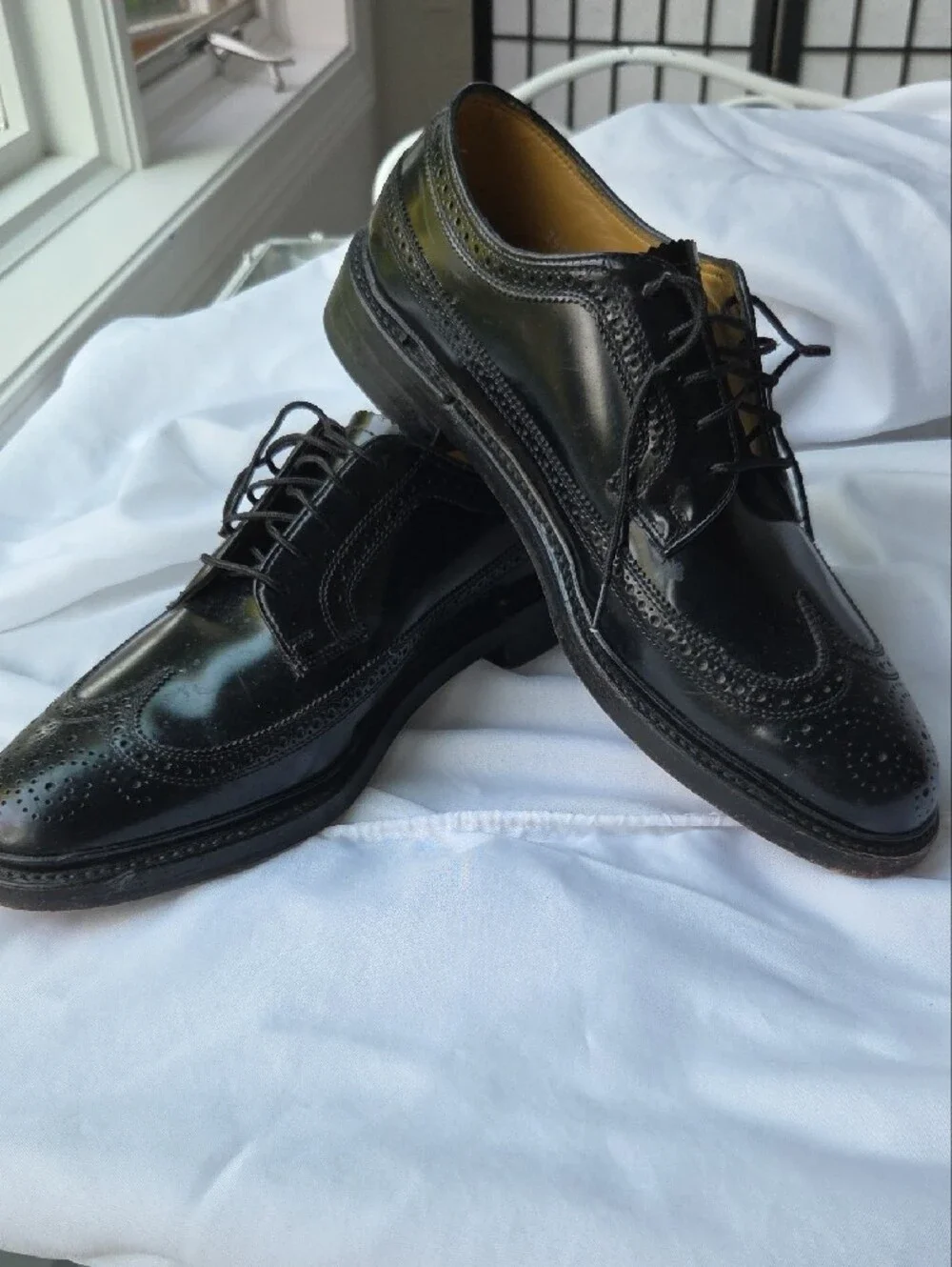 Florsheim Black Leather Wingtip Derby Shoes